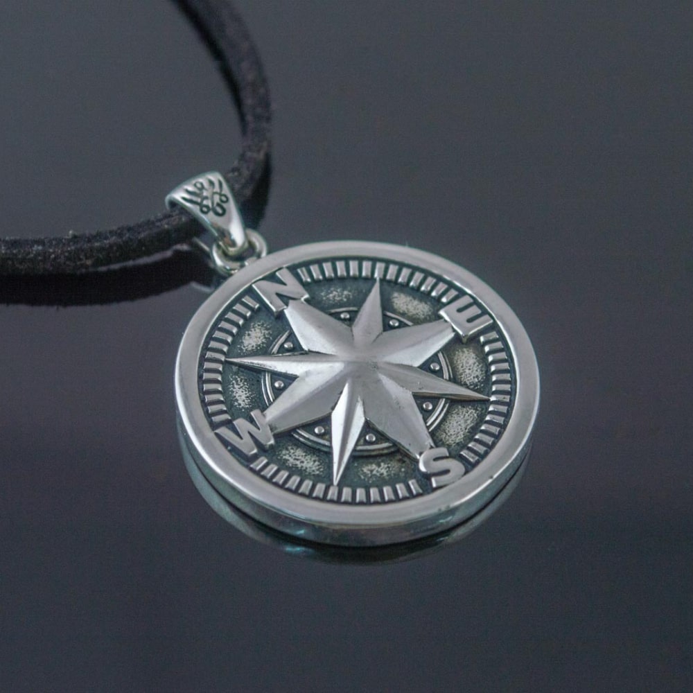 Handcrafted Compass Rose Medallion - Sterling Silver