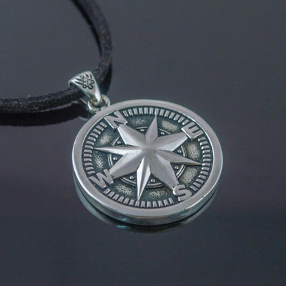 Handcrafted Compass Rose Medallion - Sterling Silver