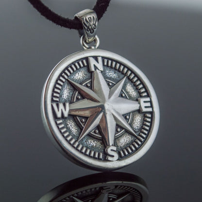Handcrafted Compass Rose Medallion - Sterling Silver