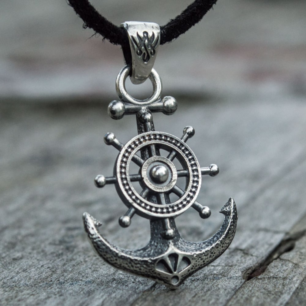 Handcrafted Anchor & Helm Pendant - Sterling Silver