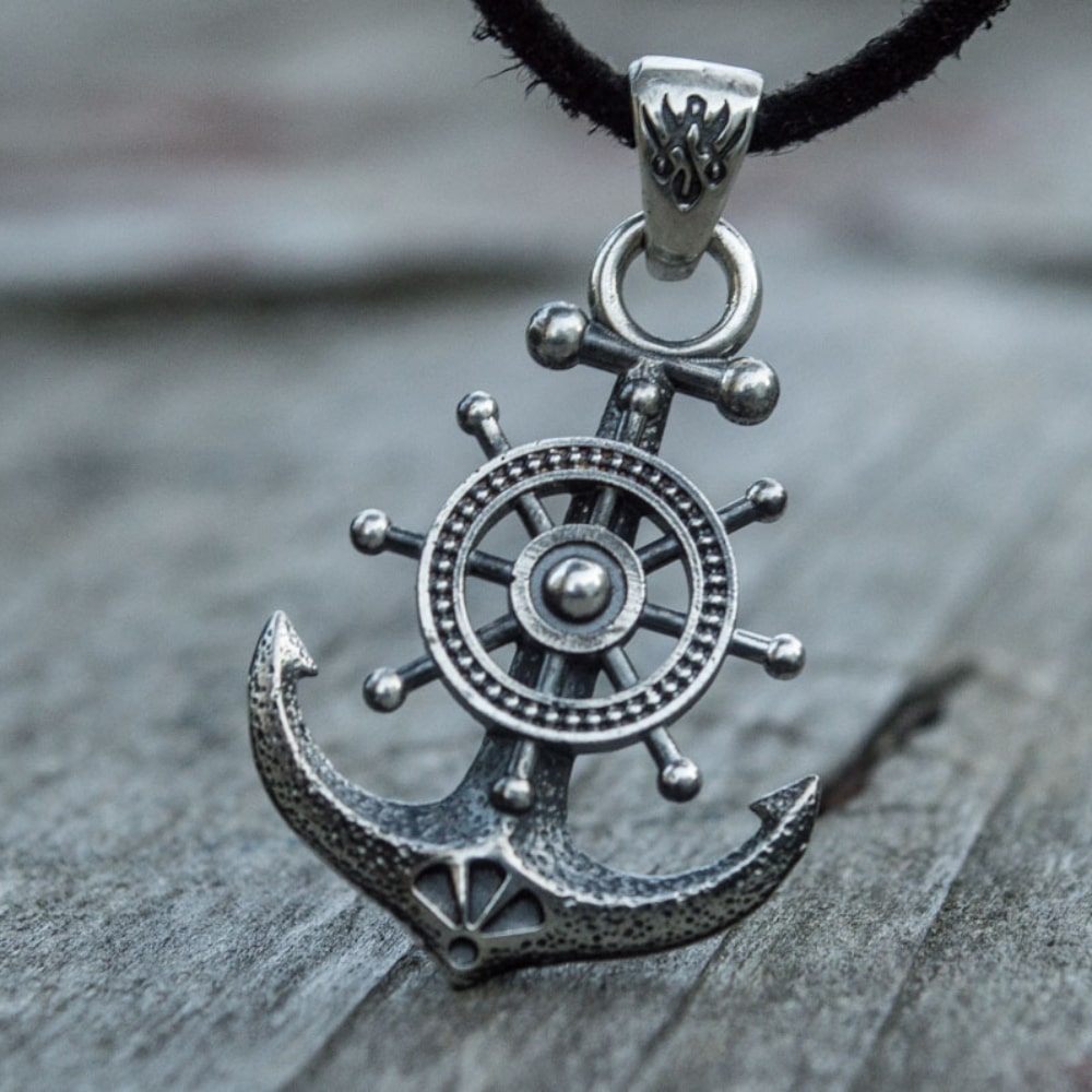 Handcrafted Anchor & Helm Pendant - Sterling Silver
