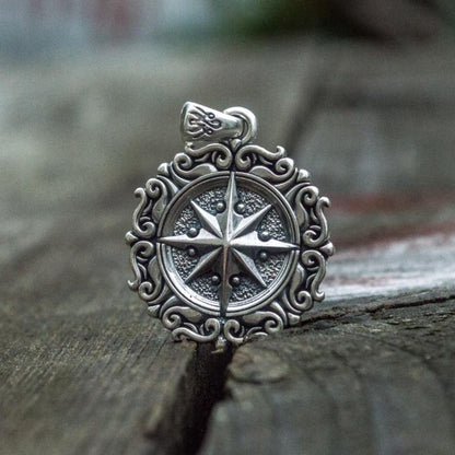Handcrafted Seafarer's Compass Pendant - Sterling Silver