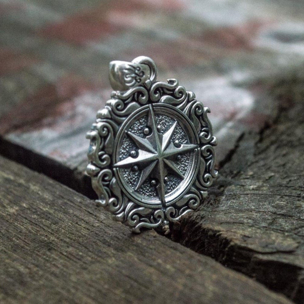 Handcrafted Seafarer's Compass Pendant - Sterling Silver