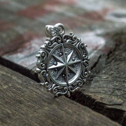 Handcrafted Seafarer's Compass Pendant - Sterling Silver