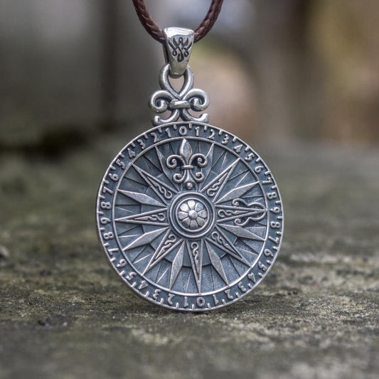 Handcrafted Navigator's Compass Medallion - Sterling Silver