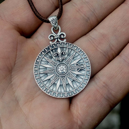 Handcrafted Navigator's Compass Medallion - Sterling Silver
