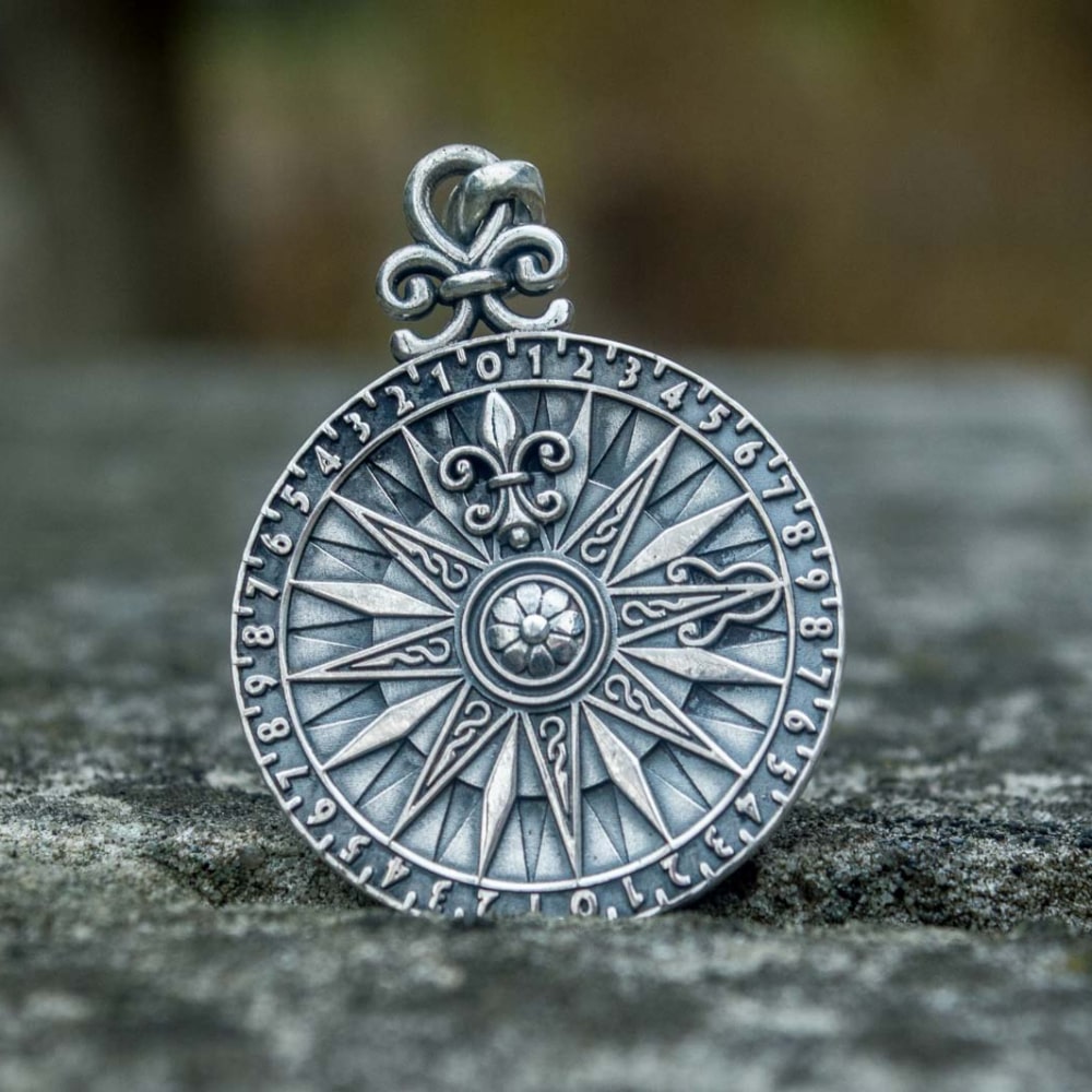 Handcrafted Navigator's Compass Medallion - Sterling Silver