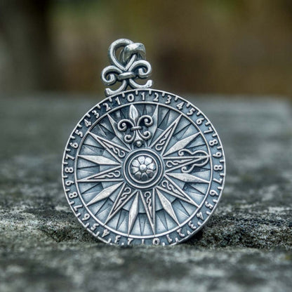 Handcrafted Navigator's Compass Medallion - Sterling Silver