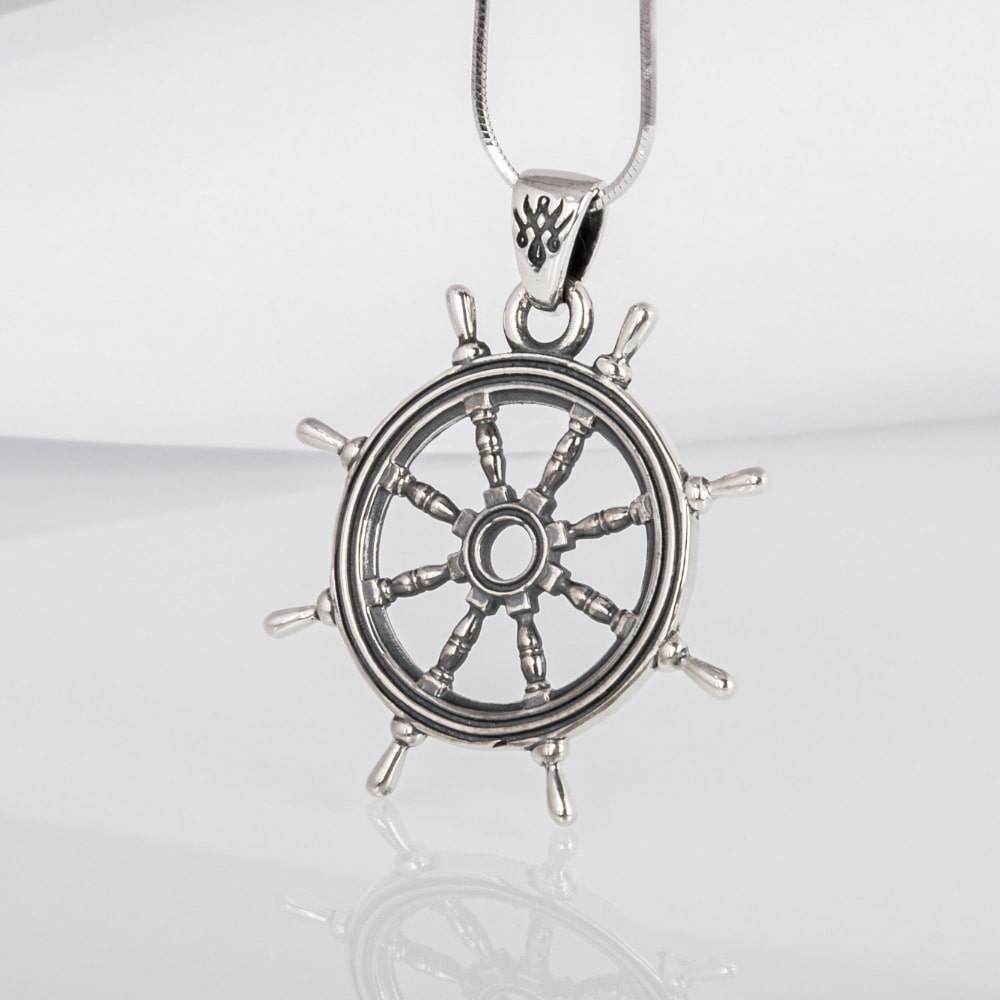 Handcrafted Ship's Wheel Pendant - Sterling Silver