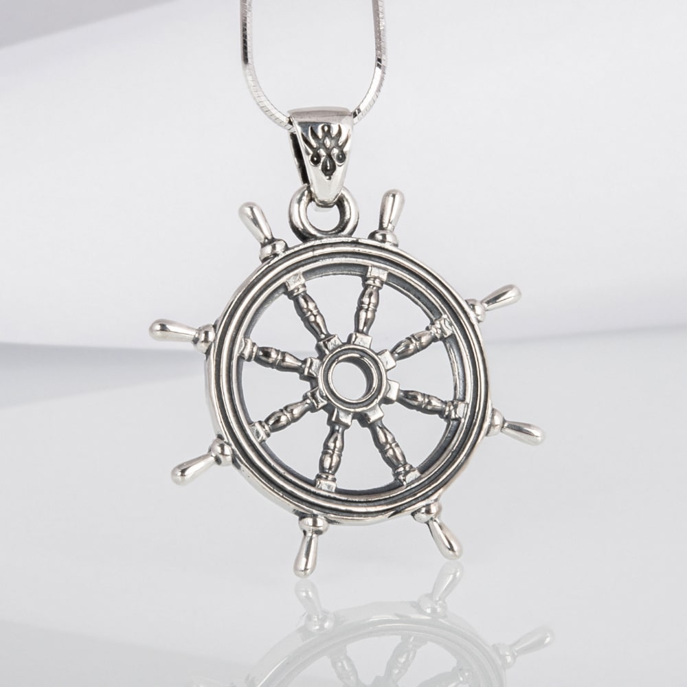 Handcrafted Ship's Wheel Pendant - Sterling Silver
