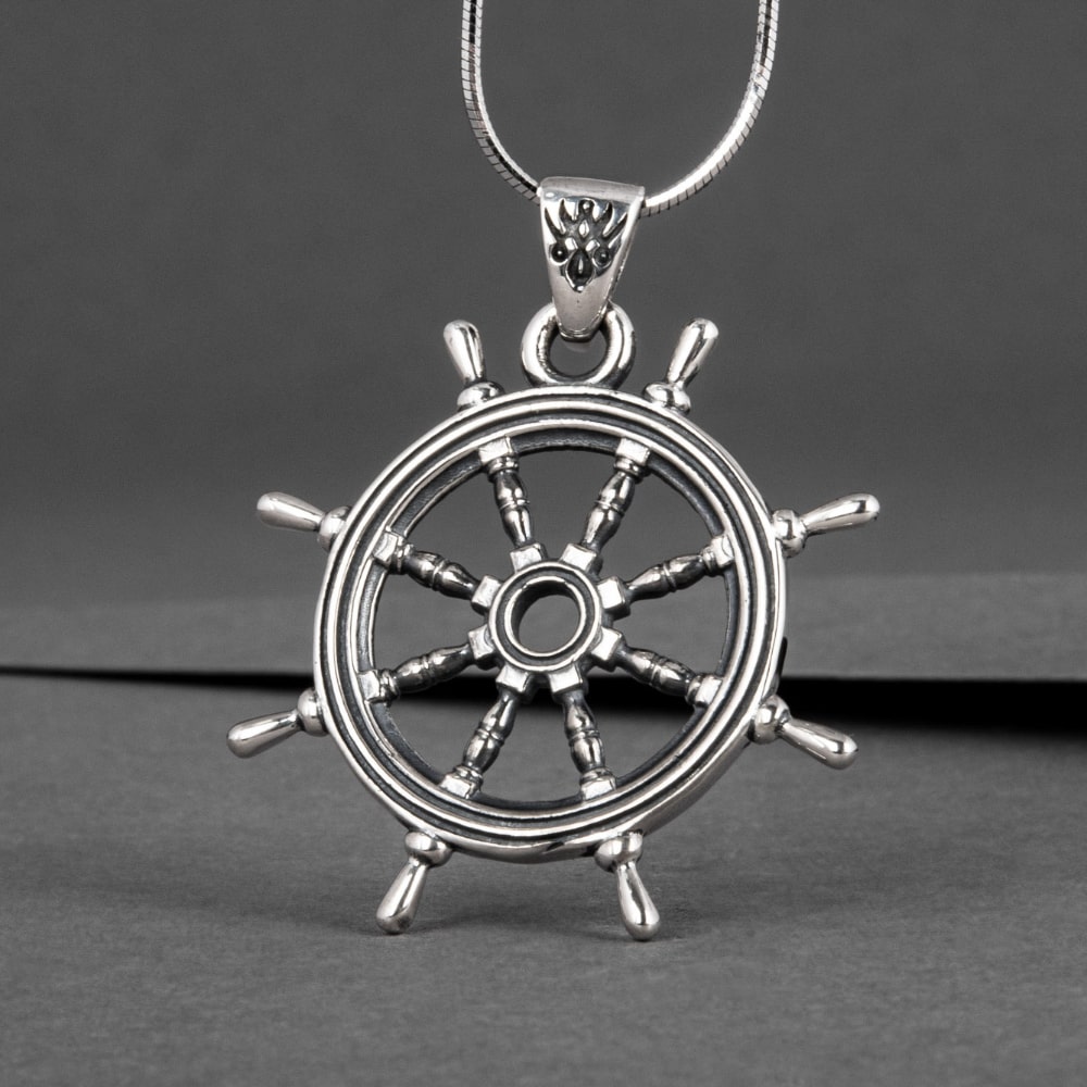Handcrafted Ship's Wheel Pendant - Sterling Silver
