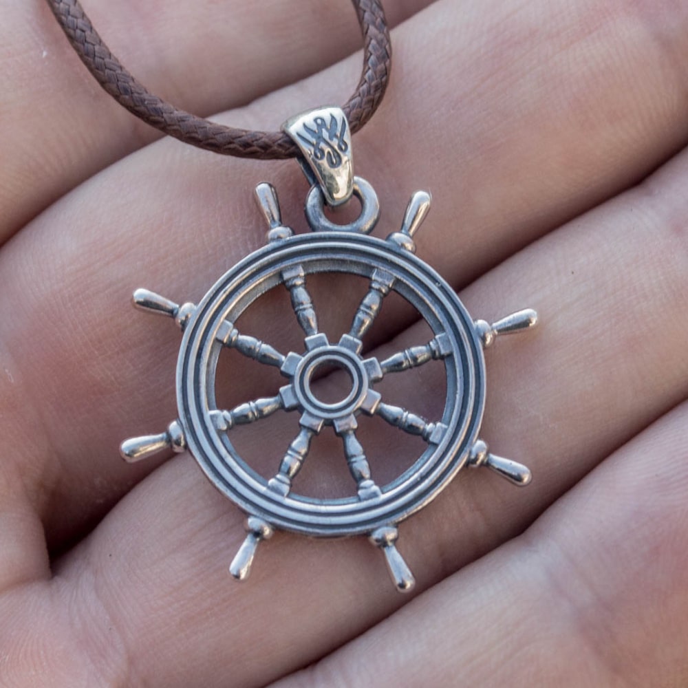 Handcrafted Ship's Wheel Pendant - Sterling Silver