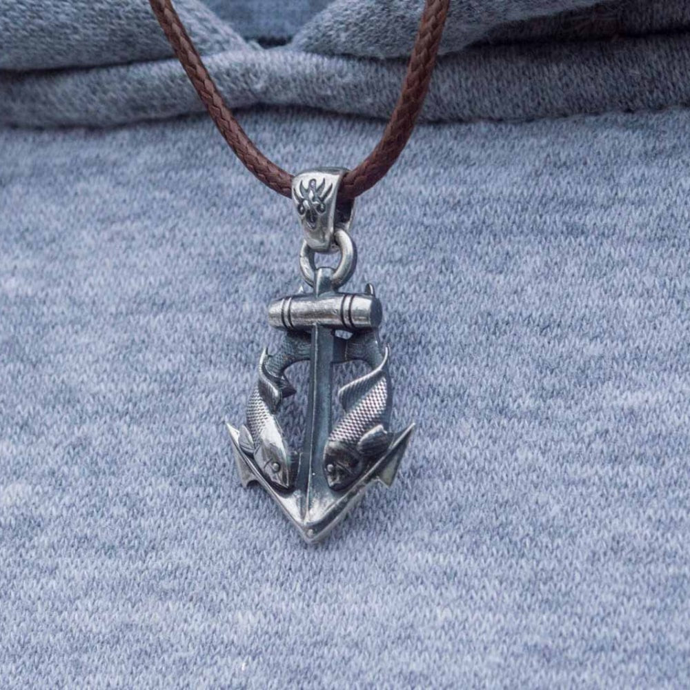 Handcrafted Anchor & Fish Pendant - Sterling Silver