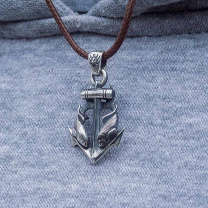Handcrafted Anchor & Fish Pendant - Sterling Silver
