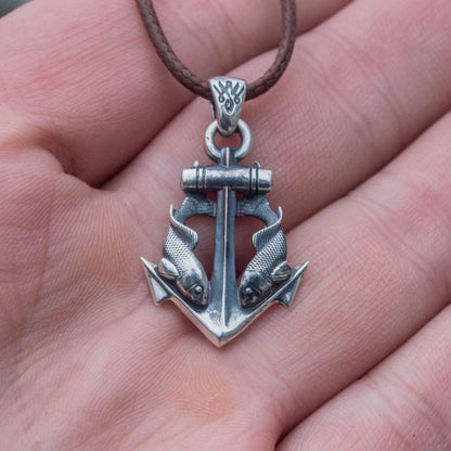 Handcrafted Anchor & Fish Pendant - Sterling Silver