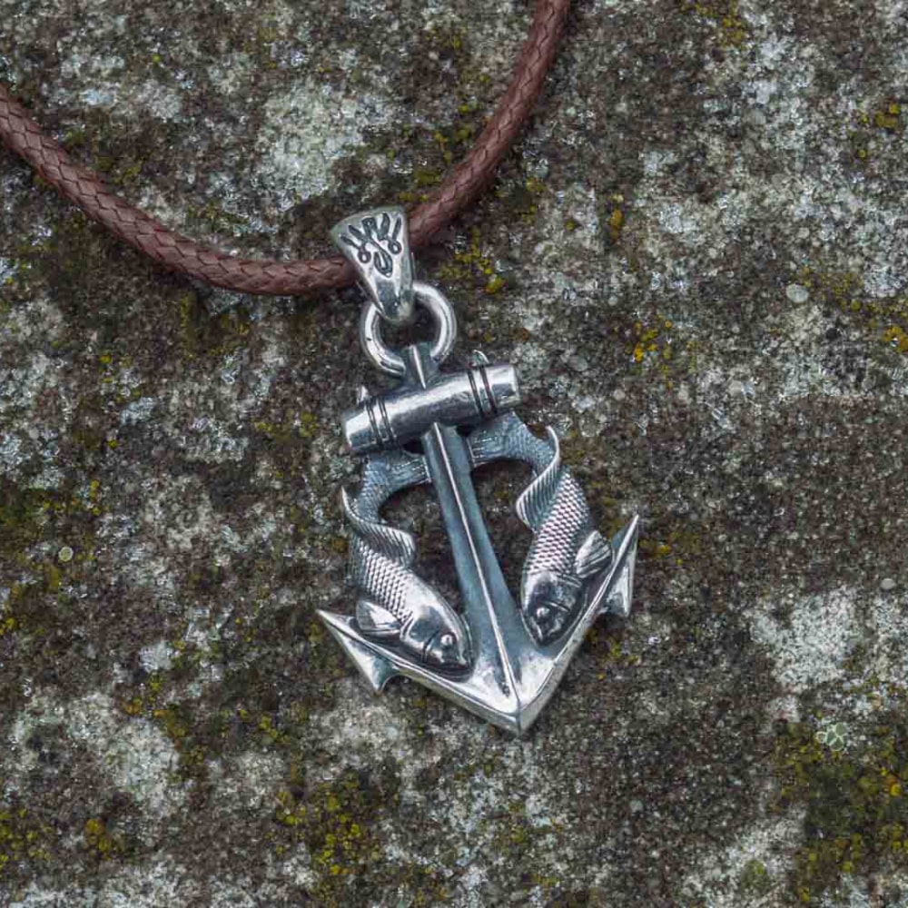 Handcrafted Anchor & Fish Pendant - Sterling Silver