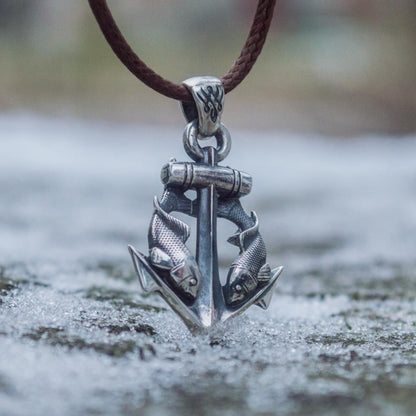 Handcrafted Anchor & Fish Pendant - Sterling Silver