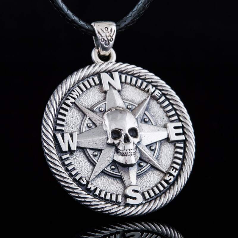 Handcrafted Pirate's Compass Medallion - Sterling Silver