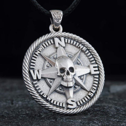 Handcrafted Pirate's Compass Medallion - Sterling Silver