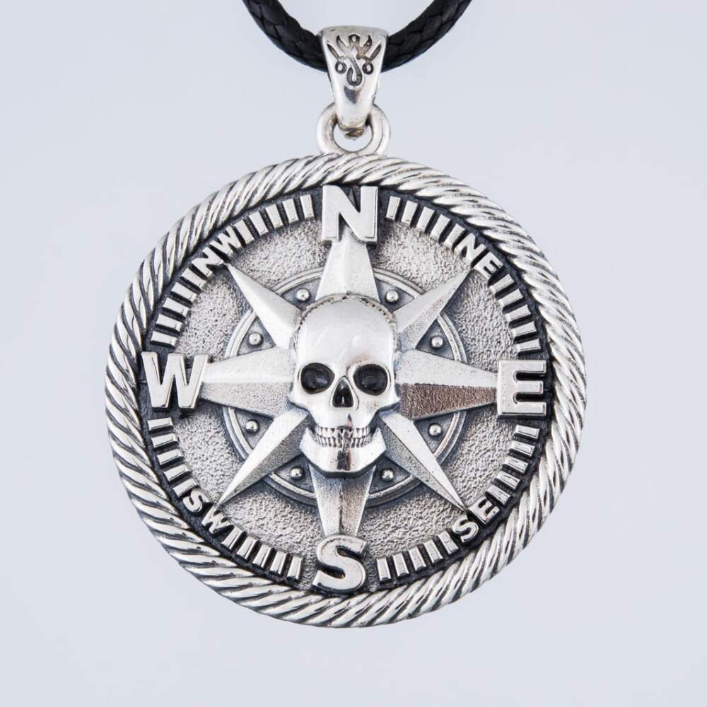 Handcrafted Pirate's Compass Medallion - Sterling Silver