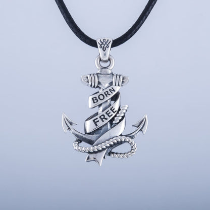 Handcrafted 'Born Free' Anchor Pendant - Sterling Silver