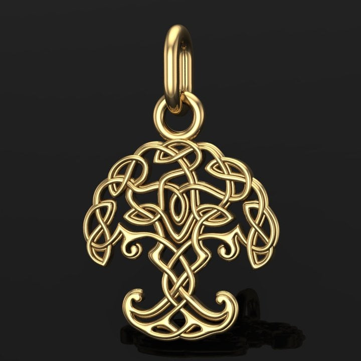 Handcrafted Miniature Yggdrasil Pendant - Gold