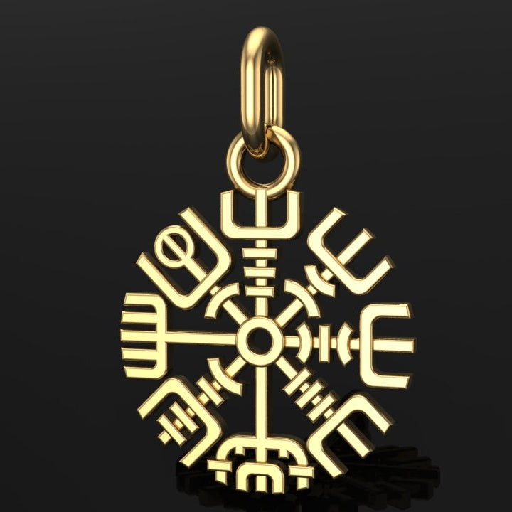 Handcrafted Miniature Vegvisir Pendant - Gold
