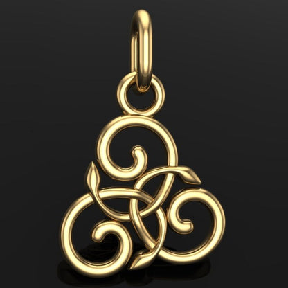Handcrafted Miniature Triskelion Pendant - Gold