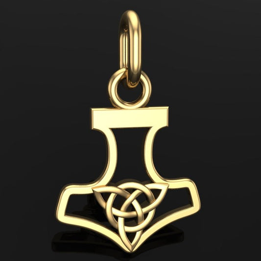 Handcrafted Miniature Thor's Hammer Pendant - Gold