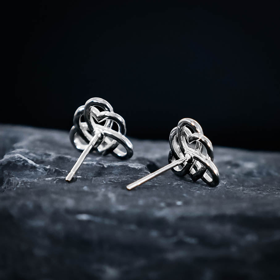 Celtic Knot Heart Stud Earrings - Sterling Silver