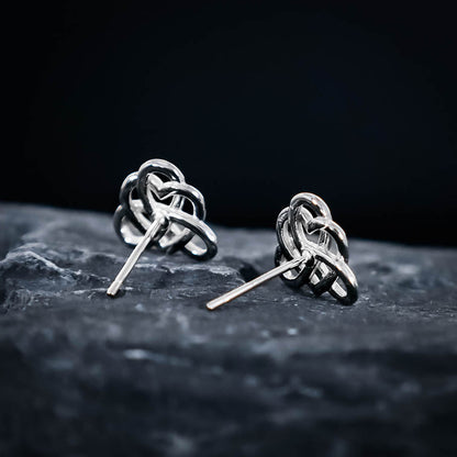 Celtic Knot Heart Stud Earrings - Sterling Silver