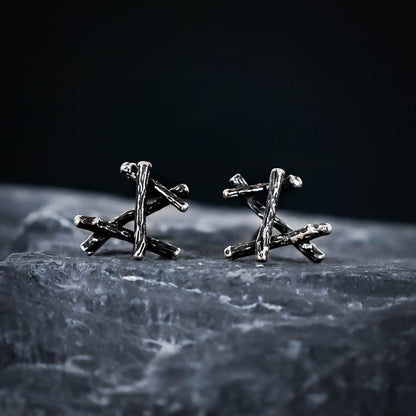 Dagaz Rune Stud Earrings - Sterling Silver