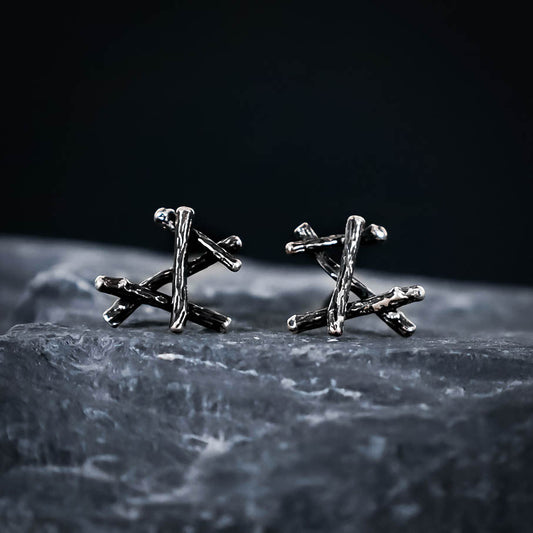 Dagaz Rune Stud Earrings - Sterling Silver