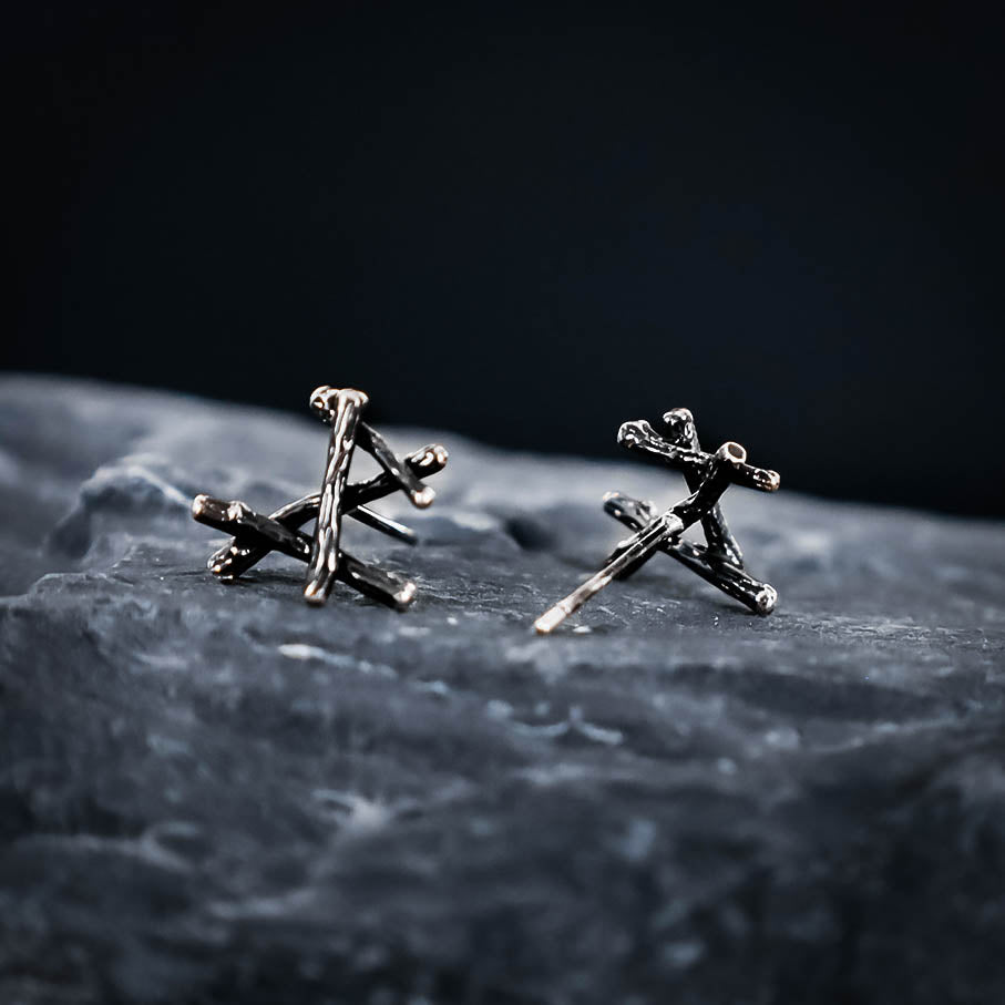 Dagaz Rune Stud Earrings - Sterling Silver