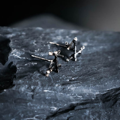 Dagaz Rune Stud Earrings - Sterling Silver