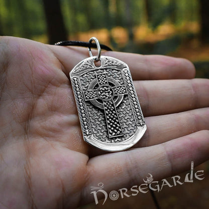 Handcrafted Celtic Cross Viking Dog Tag - Sterling Silver