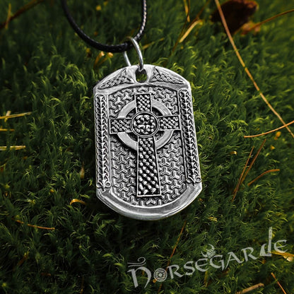 Handcrafted Celtic Cross Viking Dog Tag - Sterling Silver