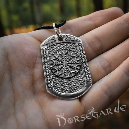 Handcrafted Helm of Awe Viking Dog Tag - Sterling Silver