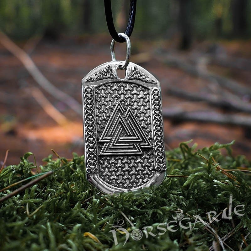 Handcrafted Valknut Viking Dog Tag - Sterling Silver