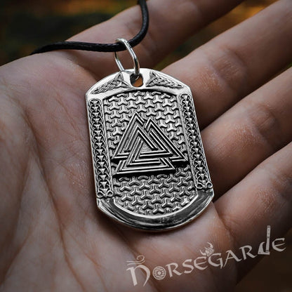Handcrafted Valknut Viking Dog Tag - Sterling Silver
