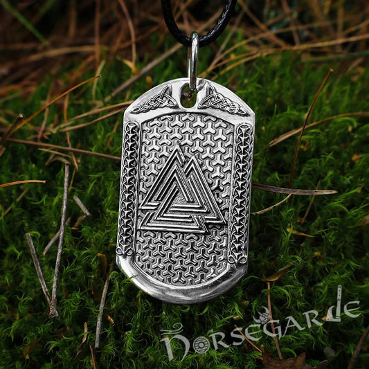 Handcrafted Valknut Viking Dog Tag - Sterling Silver
