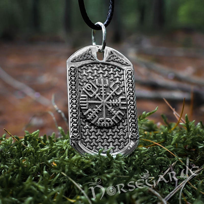 Handcrafted Vegvisir Viking Dog Tag - Sterling Silver