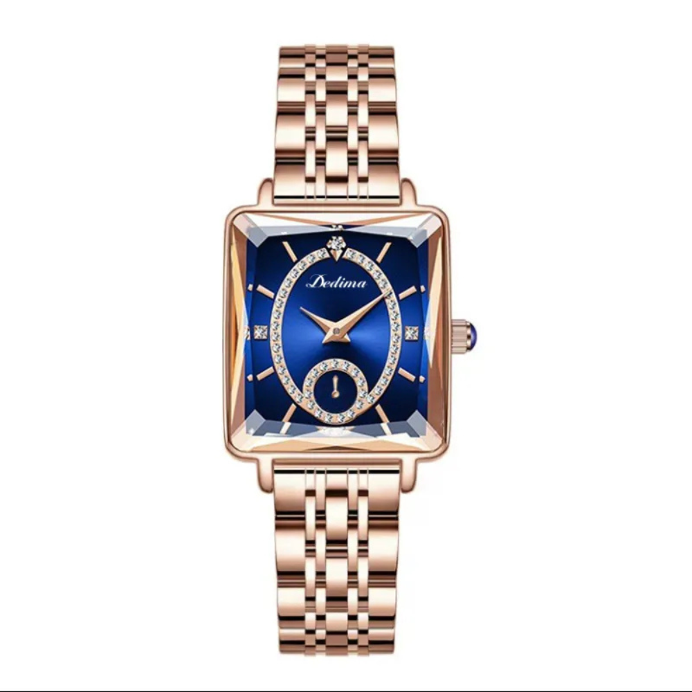 Eclisse |  Rose Gold Square Diamond Two-pin Half Watch