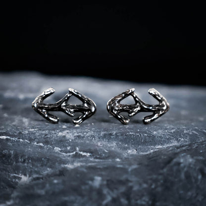Eihwaz Rune Stud Earrings - Sterling Silver