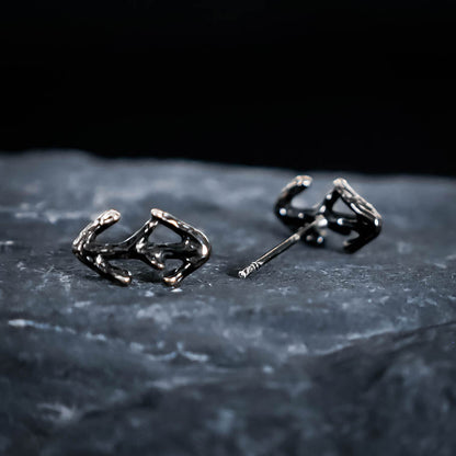 Eihwaz Rune Stud Earrings - Sterling Silver