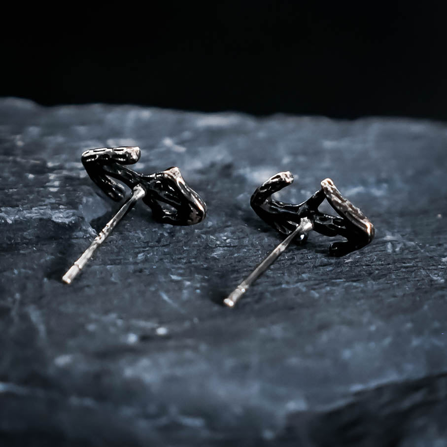 Eihwaz Rune Stud Earrings - Sterling Silver