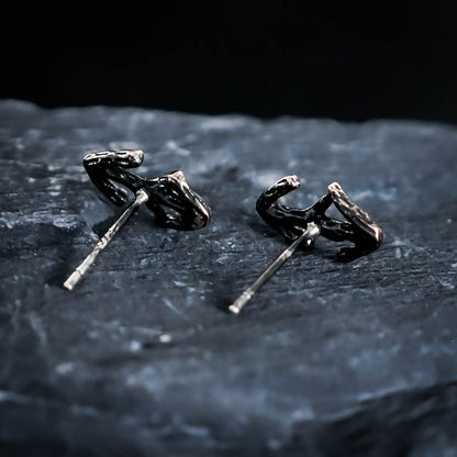 Eihwaz Rune Stud Earrings - Sterling Silver