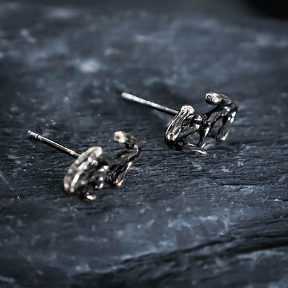 Eihwaz Rune Stud Earrings - Sterling Silver