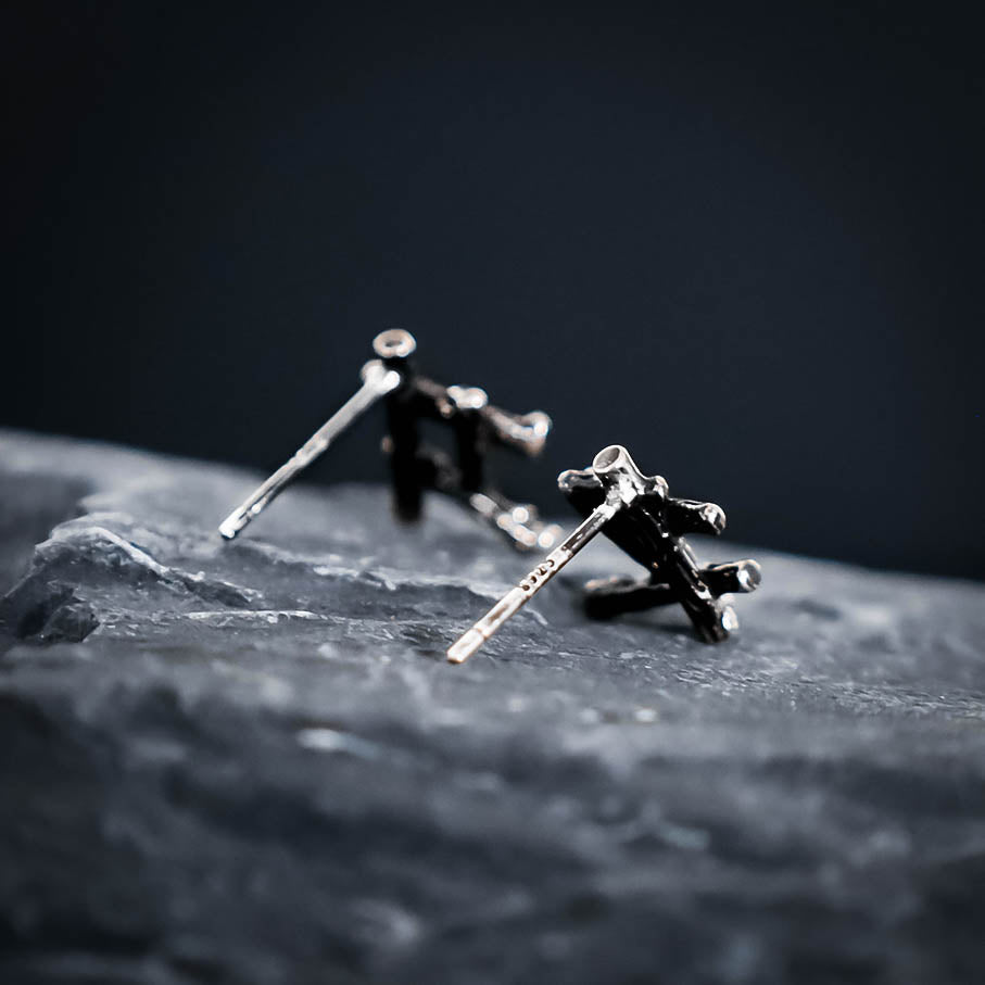 Ingwaz Rune Stud Earrings - Sterling Silver