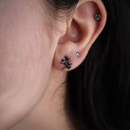 Ingwaz Rune Stud Earrings - Sterling Silver